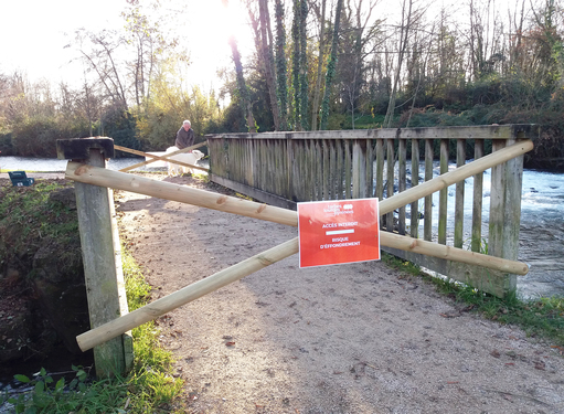 CaminAdour : information urgente / Accès interdit passerelle canal décharge Soues