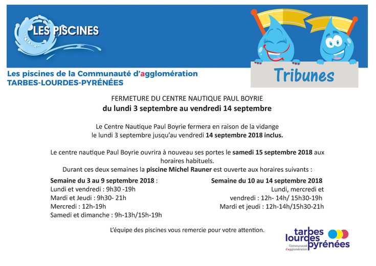 Fermeture centre nautique Paul Boyrie