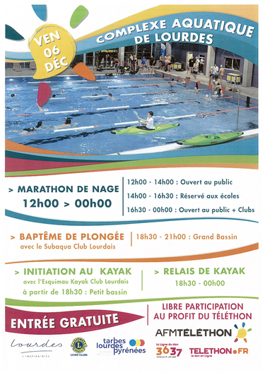 Animations Téléthon au Complexe aquatique de Lourdes