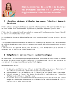 Règlement intérieur de sécurité et de discipline des transports scolaires de la CATLP