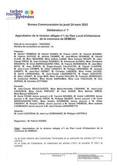 Délibération d’approbation de la révision allégée n°1 du P.L.U. de Séméac