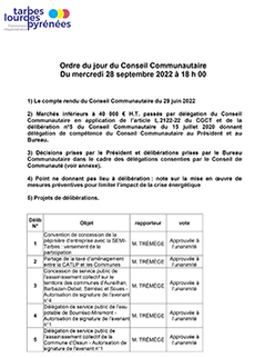 Délibérations du Conseil Communautaire du 28 septembre 2022